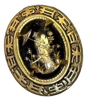 Gold Tone/Black Asian-Style Geisha Brooch