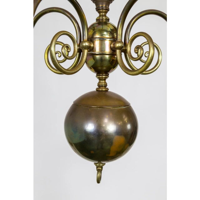 Dutch Baroque 2-Tier Brass Scroll Candlestick Chandelier For Sale - Image 4 of 13