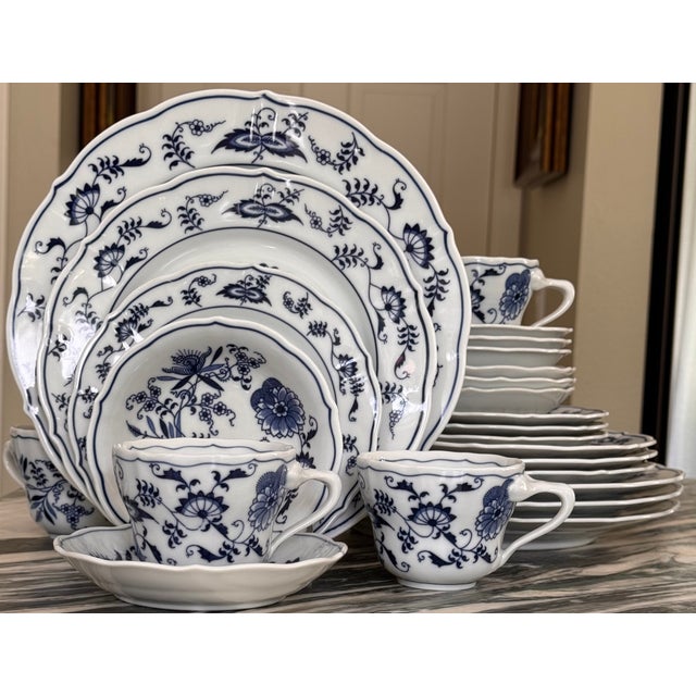 English Blue Danube 6 Piece Place Setting - Multiple Available For Sale - Image 3 of 12