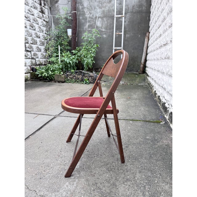 Mid-Century Modern Vintage Wooden Theatre Folding Chairs by General Sales Co. (Set of 4) For Sale - Image 3 of 13