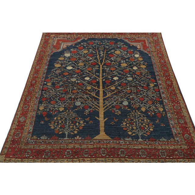 2010s 2010s Rug & Kilim’s Antique Persian Style Rug in Red, Blue & Gold Pictorials For Sale - Image 5 of 7