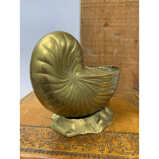 Art Deco 1970s Brass Nautilus Shell Cachepot For Sale - Image 3 of 5