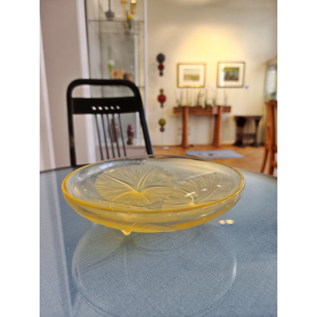 Goldenrod Vintage Amber and Opalescent Glass Bowl by René Lalique, 1920s For Sale - Image 8 of 10