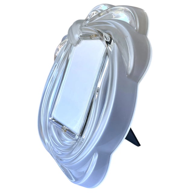 Postmodern 1990s Large Satin-Finish Crystal Bow Picture Frame, Hollywood Regency Style For Sale - Image 3 of 9