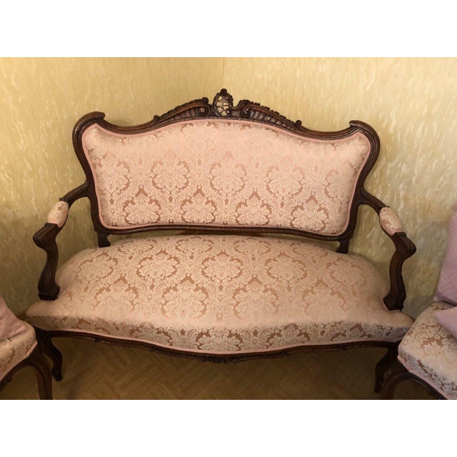 1930s Antique Baroque Living Room Sofa and Chairs, 1930s, Set of 5 For Sale - Image 5 of 5