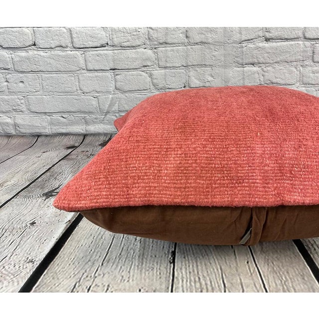 20 x 20 Hemp Pillow Turkish Cushion Natural Pinkish Red Pillow Cushion Cover For Sale - Image 4 of 4
