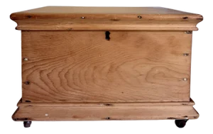 Antique Small Pine Storage Chest on Original Casters