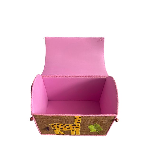 Whimsical Handcrafted Raffia Giraffe Toy Box For Sale In West Palm - Image 6 of 9