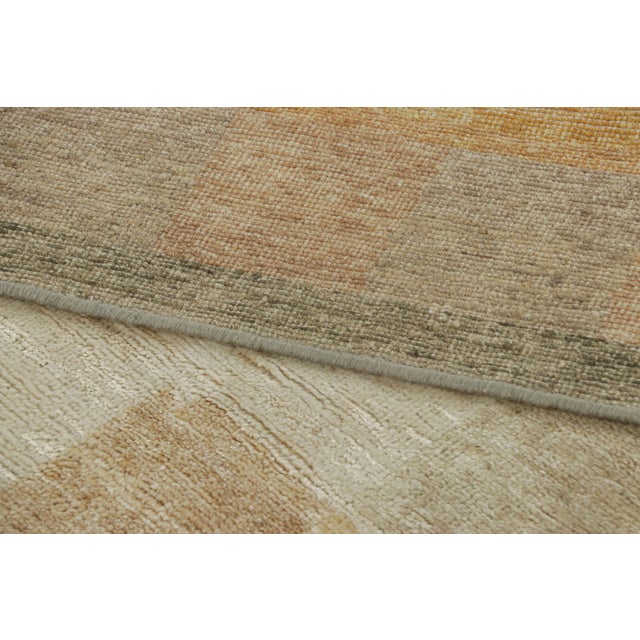 Beige Rug & Kilim’s Scandinavian Style Rug With Beige-Brown and Gold Geometric Pattern For Sale - Image 8 of 8