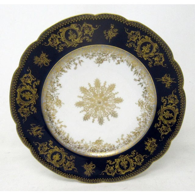 Mid 20th Century Set French Cobalt Blue Gilt Cabinet Plates Limoges France Charles Field Haviland For Sale - Image 5 of 12