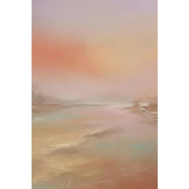 Abstract Coastal Sunset Wall Art, Beach Seascape Print, Pastel Ocean Landscape Art, 24″ × 36″ For Sale