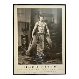 1984 Herb Ritts "Fred With Tires" Stanley Wise Gallery New York Poster Board, Framed