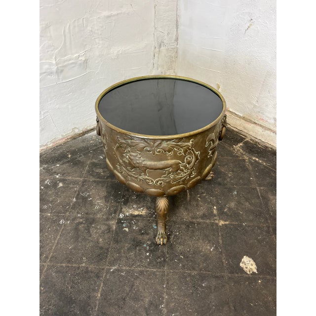 Traditional Brass Cachepot Table Lions Feet For Sale - Image 3 of 7