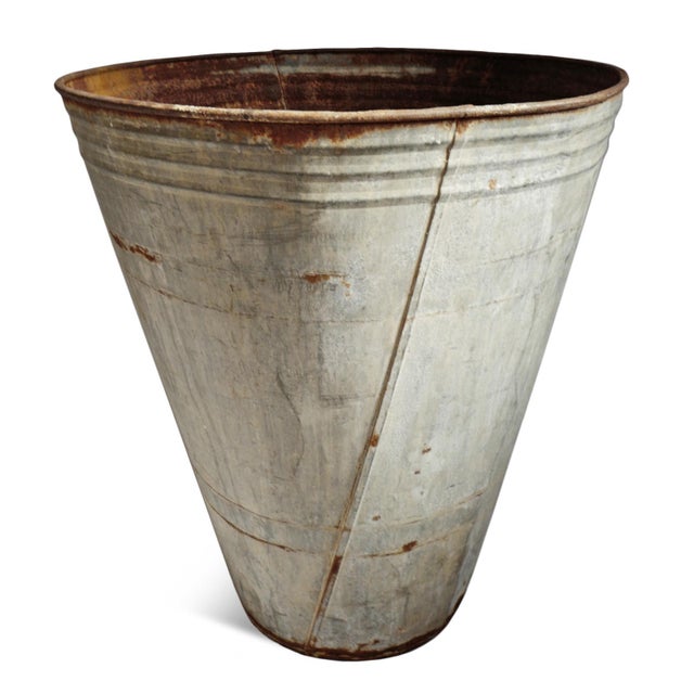 Farmhouse Vintage Industrial Farmhouse French Galvanized Bin Planter For Sale - Image 3 of 4