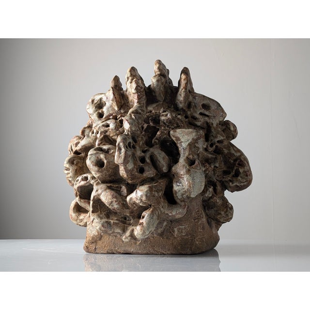 Large Organic Sculpture in Glazed Stoneware with Coral Forms, 2002 For Sale - Image 14 of 16