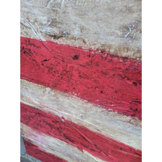 1980s Monumental Custom Made Hand Painted Draped Canvas Distressed American Flag Hope Wall Painting Art For Sale - Image 15 of 17