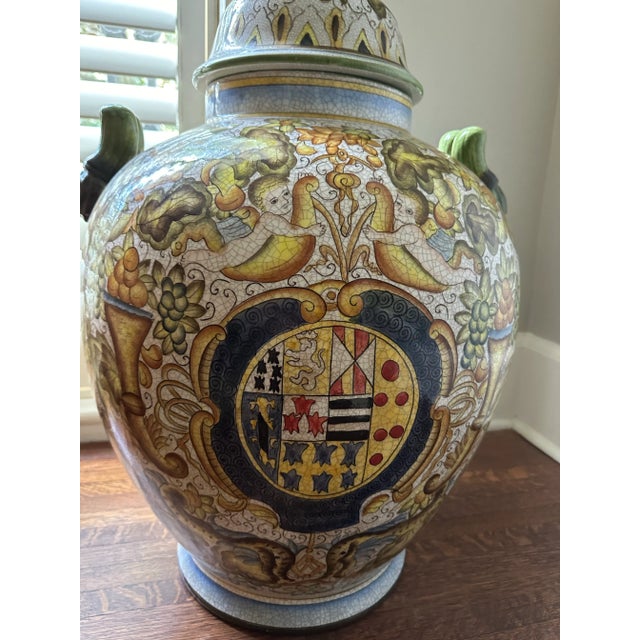 Italian FloorGinger Jar. Extra Large. Beautifully Painted With Crackle Finished.Italian Design For Sale - Image 3 of 11