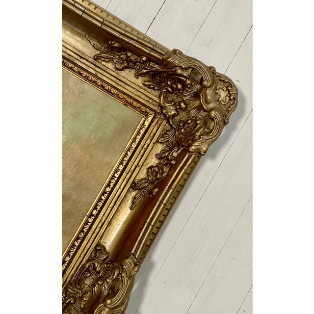 Tan 19th C. Dutch School Windmill Painting in Ornate Gilt Frame, Signed For Sale - Image 8 of 12