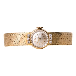 Vintage Rolex Precision Ladies Cocktail Diamond Wristwatch 18k Gold For Sale