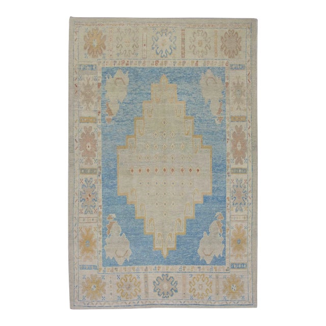 Modern Turkish Oushak Rug 6'2" x 9'1" For Sale