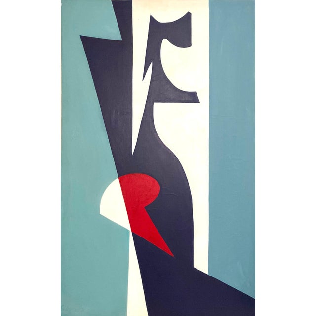 A bold, graphic painting on canvas by listed New York artist Margarita Gibbons (1906-1976). Hand signed lower right Oil...