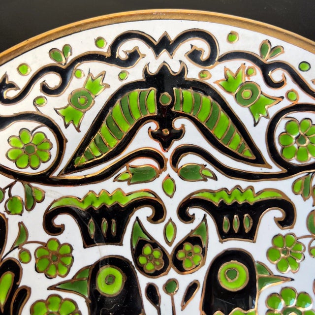 Late 20th Century Rodos Keramik Decorative Hand Painted Green Plate Wall Decor For Sale - Image 5 of 12