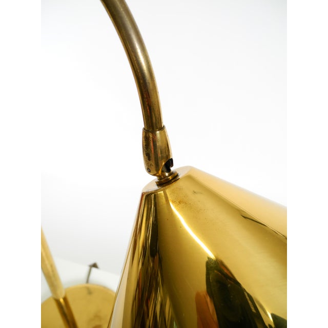 Large Mid-Century Modern Brass Table Lamp with Conical Shade, 1960s For Sale - Image 14 of 18