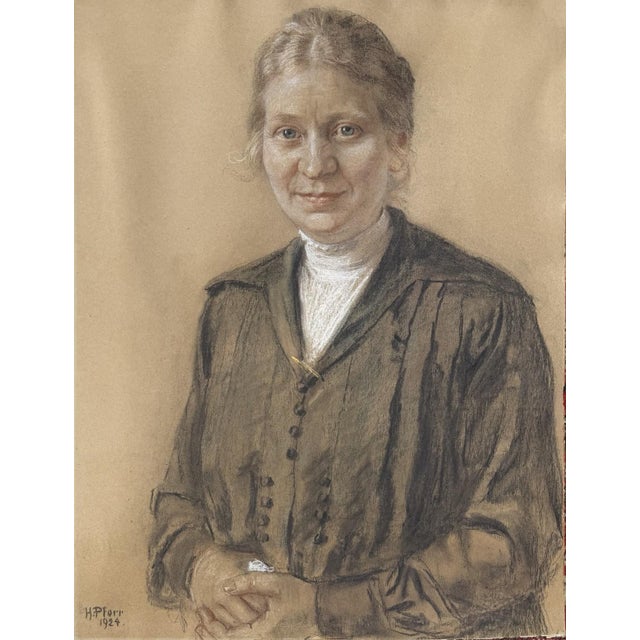 Heinrich Pforr, Mrs. Bausebach, Pastel, in Very Good conditions. Designed 1920 to 1949 This piece is designed in the style...