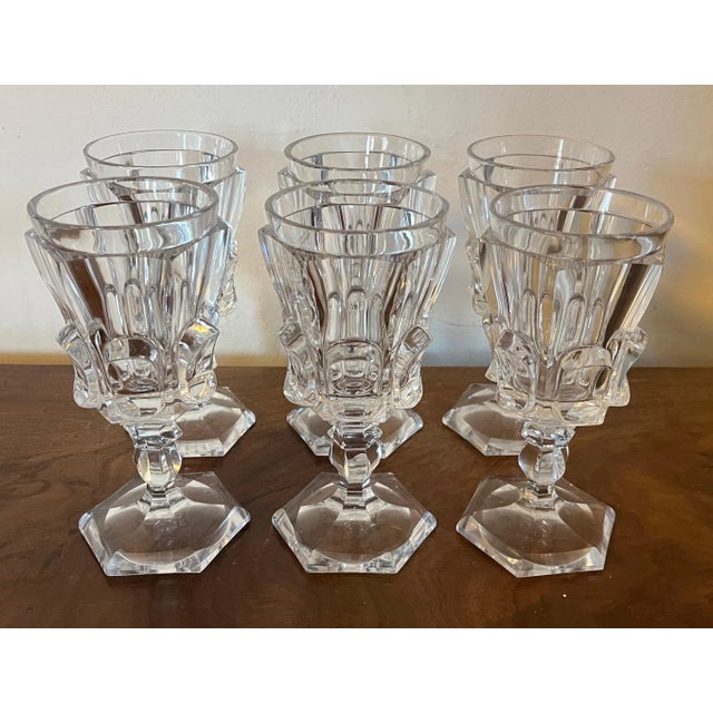 Antique 19th Century American Classical Flint Crystal Raised Panel Wine Glasses- Set of 6 For Sale In New York - Image 6 of 13