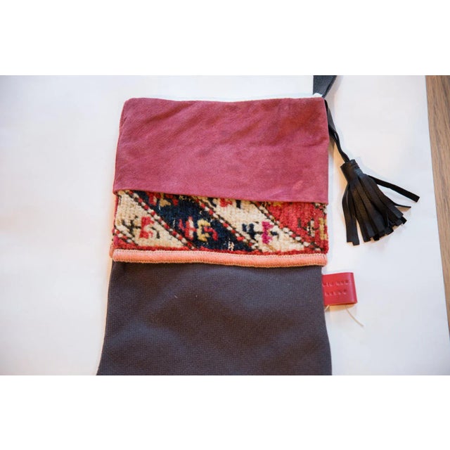 :: Exclusive and limited edition Old New House luxe heirloom holiday stocking featuring reclaimed antique rug fragment,...