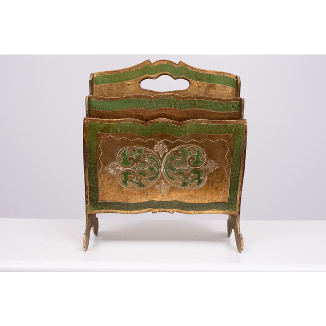 Florentine Newspaper Rack, Letter Holder & Paper Basket, Italy, 1960s, Set of 3 For Sale - Image 4 of 18