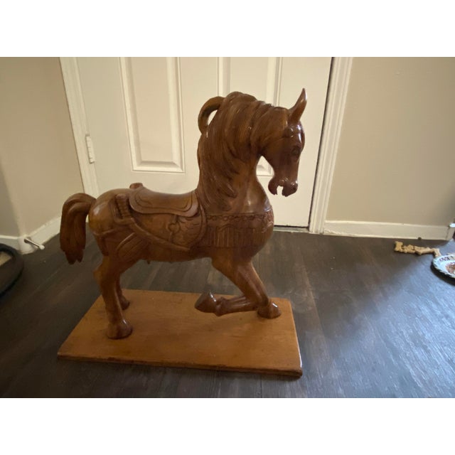 Early 20th Century Chinese Wooden War Horse Sculpture For Sale In Las Vegas - Image 6 of 6