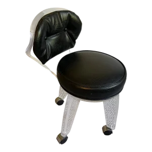 Black Upholstered Lucite Rolling Accent Chair