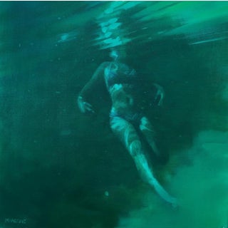 Patsy McArthur, Swimmer in Green, Oil Painting, 2025 For Sale
