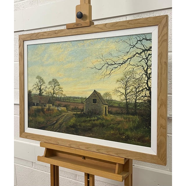 Old Barn Scene of a Farm in the English Countryside by British Landscape Artist 1980 Circa For Sale - Image 12 of 16