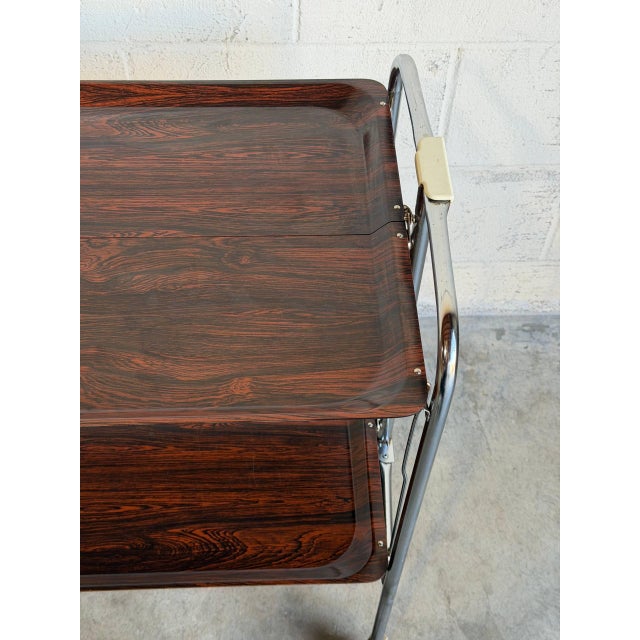Wood Rosewood Folding Bar Cart German Mid-Century Modern For Sale - Image 7 of 13