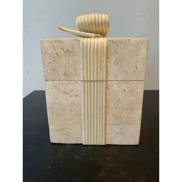 1980s 1980s Tessellated Stone Box With Wood Ribbon For Sale - Image 5 of 13