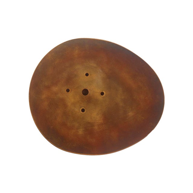 Patinated Steel Side Table With Hammered Metal Leg For Sale - Image 9 of 10