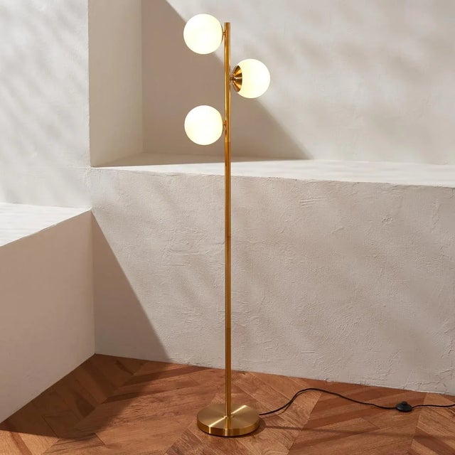 Metal Devlyn 3-Light 62" Floor Lamp in Gold For Sale - Image 7 of 9