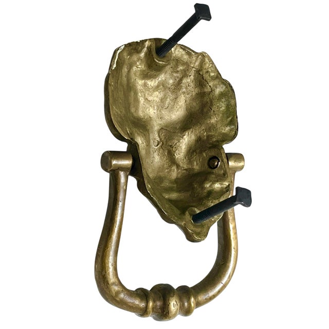 Antique English Brass Lion Head Door Knocker For Sale - Image 9 of 10