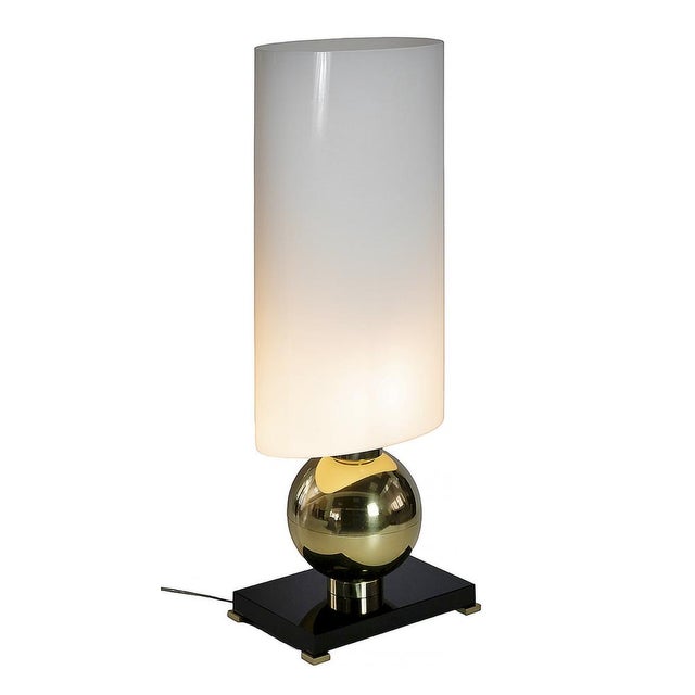 Metal Italian Table Lamps in Brass with Murano Glass Base and Shades, Set of 2 For Sale - Image 7 of 10