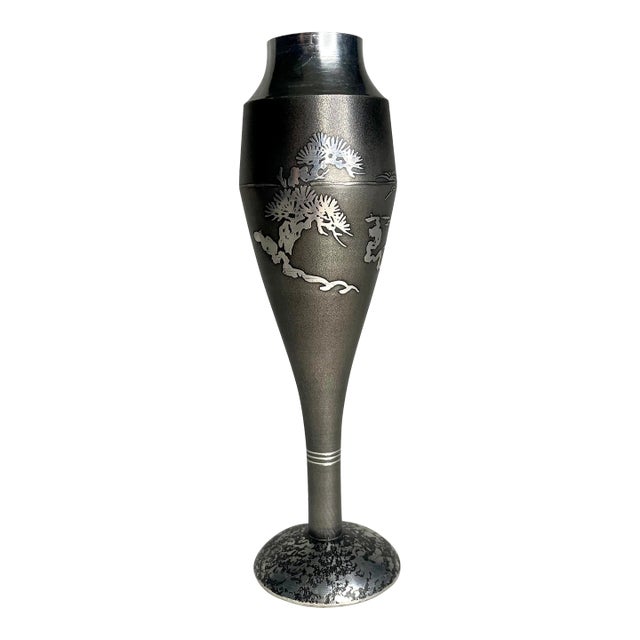 Asian Japanese Satsuma Tinware Pewter Vase by Iwakiri Bikodo For Sale