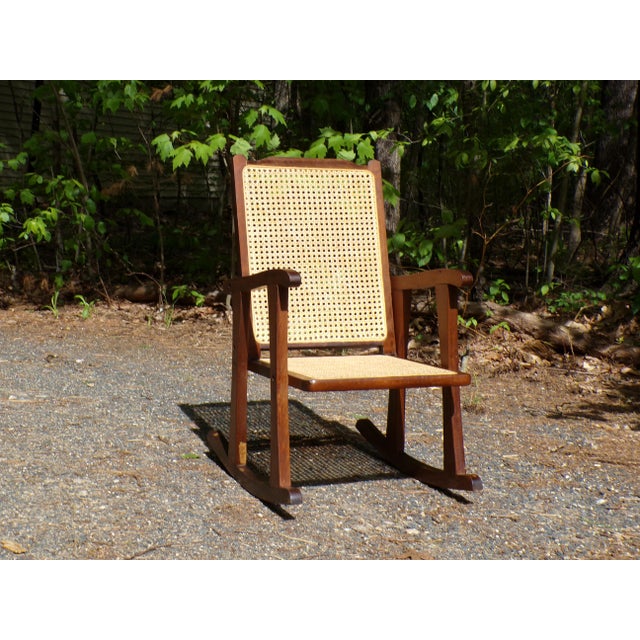 Mid-Century Modern Vintage Mid Century Child Size Small Cane Rocking Chair Rocker For Sale - Image 3 of 14