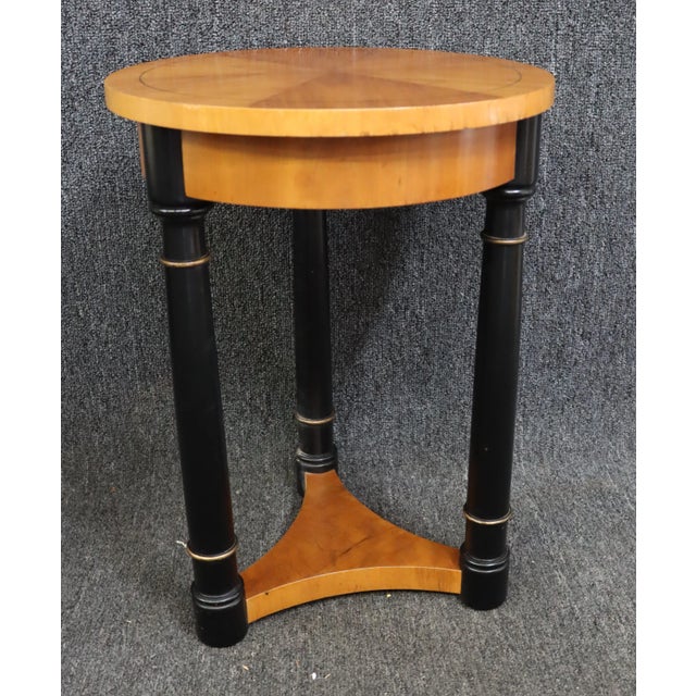 French Empire Style Cherry & Ebonized Round Side Table For Sale In Philadelphia - Image 6 of 6