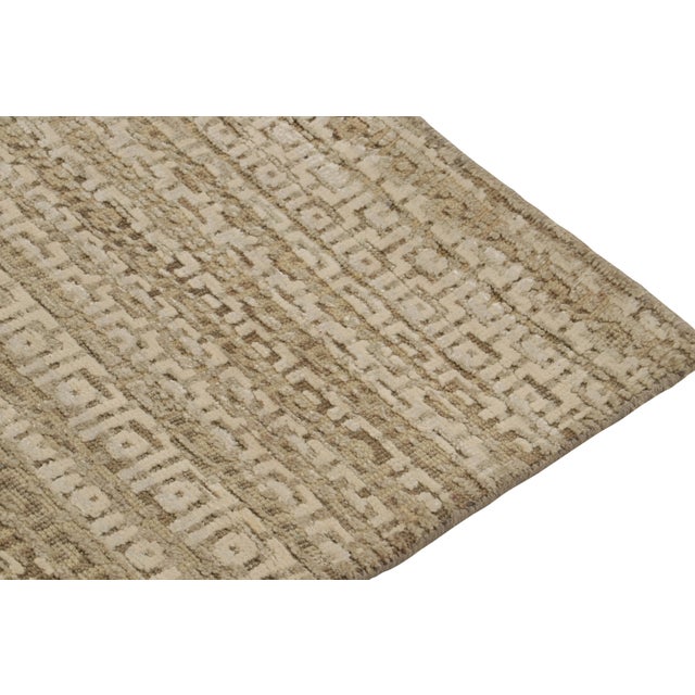 Rug & Kilim’s Modern Textural Runner in Beige-Brown and White Geometric Patterns For Sale In New York - Image 6 of 7