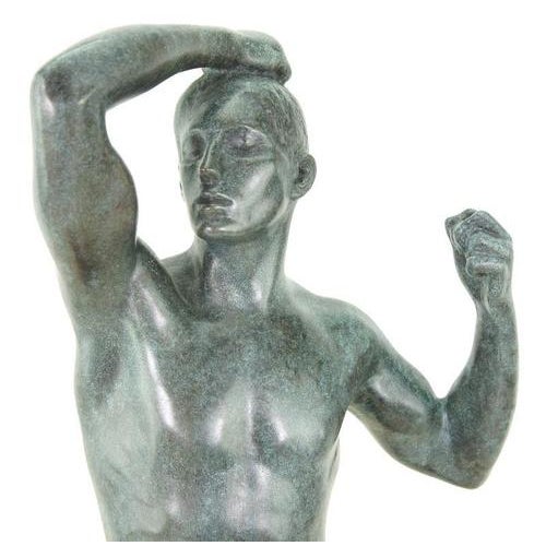 Modern Green Patinated Nude Sculpture, 20th Century, Bronze For Sale - Image 3 of 8