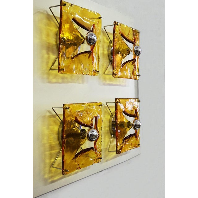Large Murano Glass 4-Light Wall Sconce from Mazzega, 1970s For Sale - Image 3 of 11