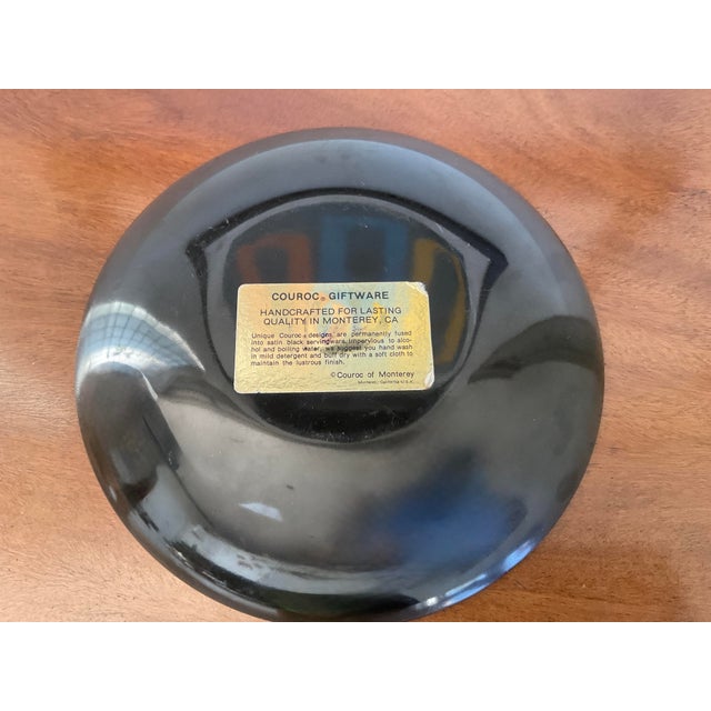 Mid 20th Cerntury Couroc of Monterrey Black Utility Dish Inlaid With Cardinal For Sale - Image 9 of 12