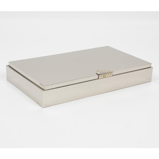 Silver Maison Lancel Paris Chrome Decorative Lidded Box For Sale - Image 8 of 9