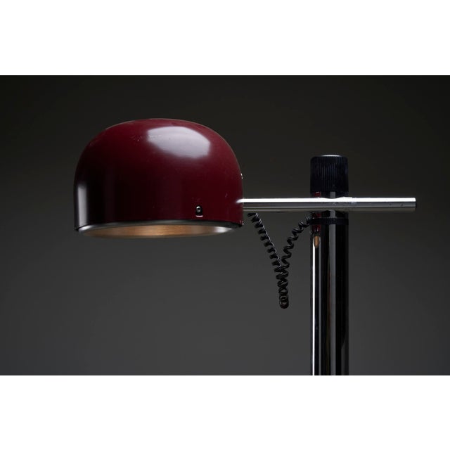 Chrome and Bordeaux Floor Lamp by Enrique Franch for Metalerte, 1970s For Sale - Image 9 of 11